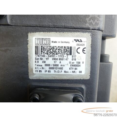 Unit kendali KUKA 1FK7103-5AF81-1YY3-Z S17 Servomotor SN: YFV950655147018