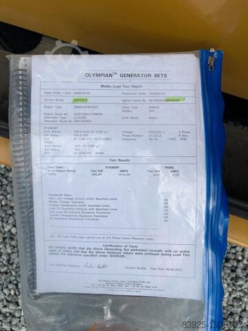 Генератор аварийного питания Notstromaggregat Olympian 700 KVA Perkins Stromaggregat 700 KVA