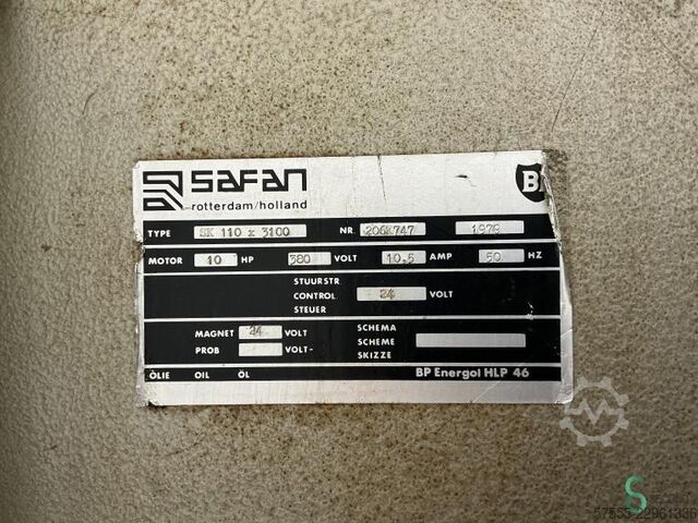 Ohraňovací lis Safan SK 110-3100, rok výroby 1979 Safan SK 110-3100