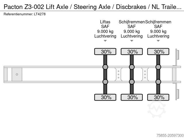 Транспортиране в хладилник/замразено Pacton Z3-002 Lift Axle / Steering Axle / Discbrakes /...