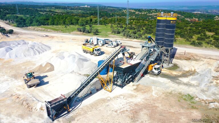 Planta dosificadora de hormigón móvil FABO Mobile Concrete Batching Plant 120 m3/h Mobile Concrete Batching Plant