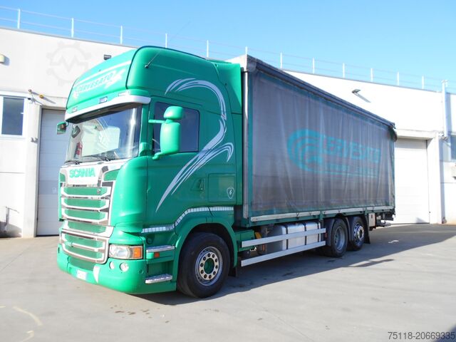 شاحنة مع مسطحة والقماش المشمع SCANIA R450 6x2 CENTINA + SPONDA
