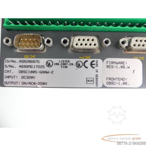 Componente Baldor DBSC1005-GAAW-2 Servoantrieb INPUT ID/No: ASR28687G SN: 4699MG17225