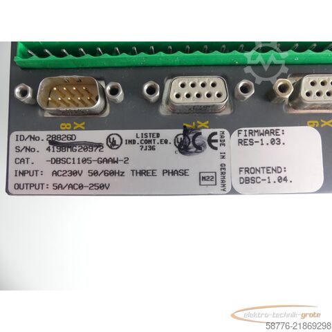 عنصر Baldor DBSC1105-GAAW-2 Servoantrieb INPUT ID/No: 28826D SN: 4198MG20972