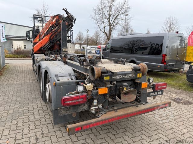 Kanca kasalı yük kamyonu (roll-off) MAN TGS 35.400 Abrollkipper Meiller Krans Atlas 12,1