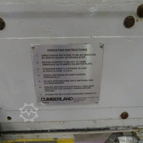 HP 10 Yumuşak Çelik Cumberland Bade Değirmen Tipi 56T Granülatör CUMBERLAND 56T