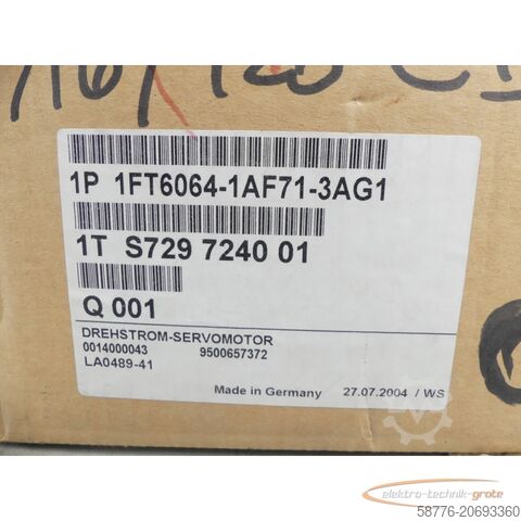Motor Siemens Siemens 1FT6064-1AF71-3AG1 Motor SN: 1TS729724001 --