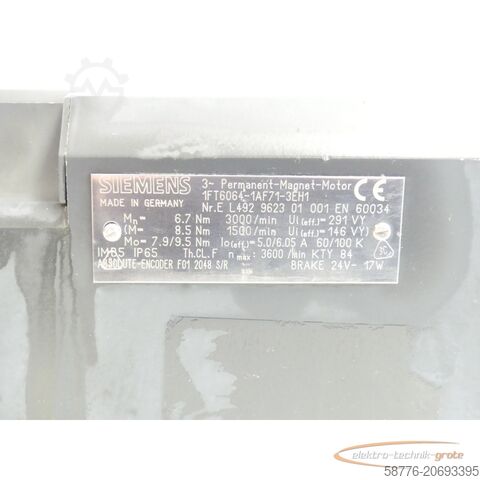 Siemens motor Siemens 1FT6064-1AF71-3EH1 Synchronservomotor SN:EL492962301001