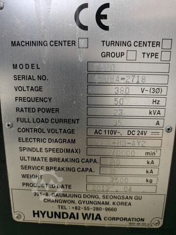 Centrum obróbkowe Hyundai Wia F500