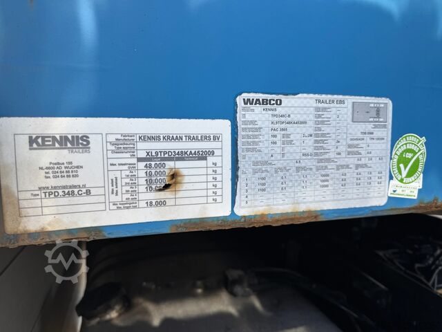Plataforma de carga Kennis TPD 348 + KENNIS 16R KRAAN + STEUNPOTEN