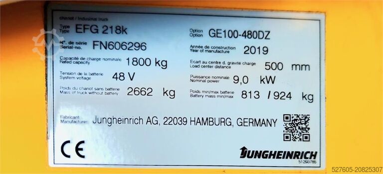 Vysokozdvižný vozík Jungheinrich EFG 218k 480 DZ Li-Ion