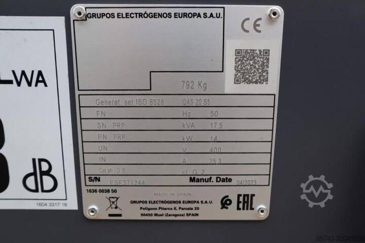 骨料 Atlas Copco QAS 20 S5 Valid Inspection, Diesel, 17 kVA, Also A
