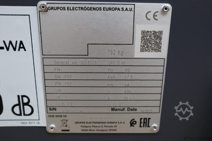 骨料 Atlas Copco QAS 20 S5 Valid Inspection, Diesel, 17 kVA, Also A