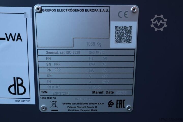 骨料 Atlas Copco QAS 40 ST3 Valid inspection, Diesel, 40 kVA