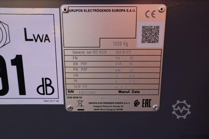 骨料 Atlas Copco QAS 40 ST3 Valid inspection, Diesel, 40 kVA