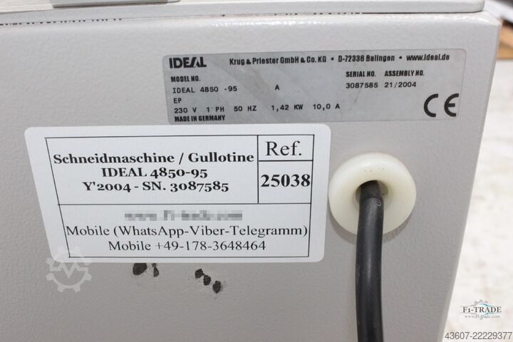 Máquina de corte / Gulotina IDEAL 4850-95 EP