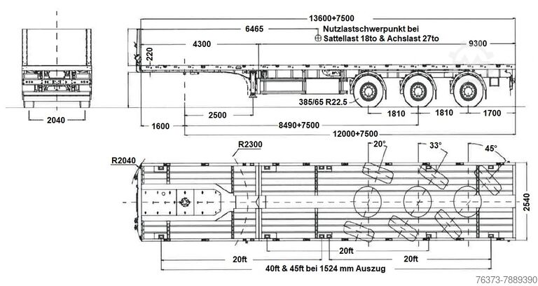 কম লোডার আধা ট্রেলার Faymonville MAX Trailer 3-Achs-Tele-Plateau-zwangsg.