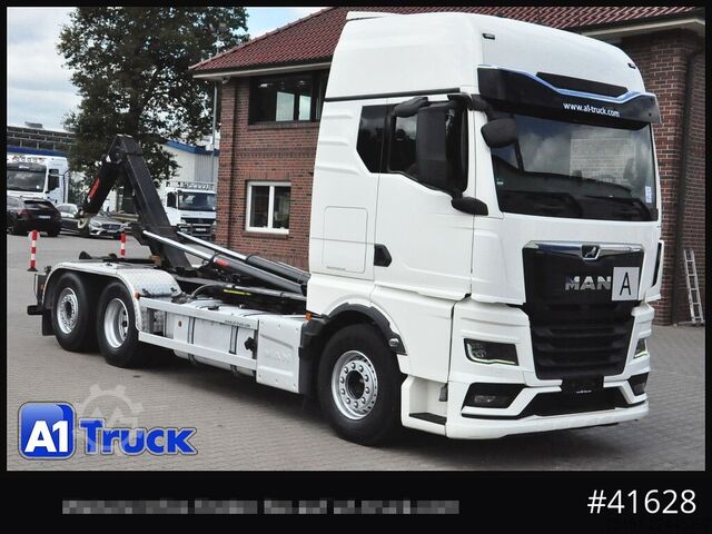 Camião porta-contentores de gancho MAN TGX 26,500 LL, HIAB Intarder Navi Sound, Funk