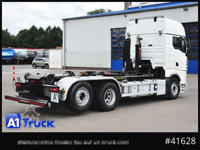 Camião porta-contentores de gancho MAN TGX 26,500 LL, HIAB Intarder Navi Sound, Funk