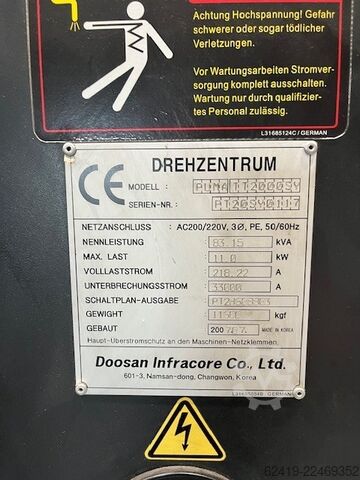 Centro de torneado y fresado CNC Doosan Puma TT 2000 SY