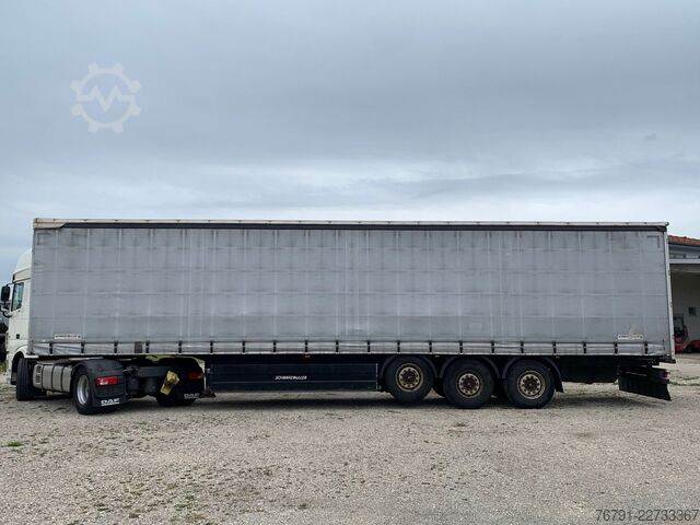 Open semitrailer with tarp SCHWARZMÜLLER Standard_ SAF_ LASI Code XL_ PK_ Liftachse