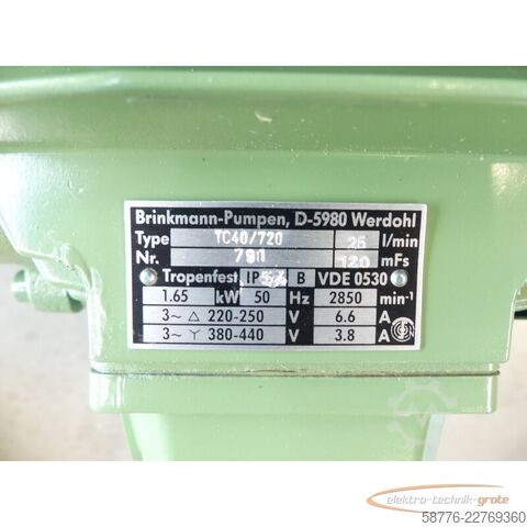Componente Brinkmann TC40/720 Kühlmittelpumpe SN: 791 --