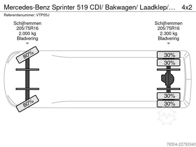 Walizka Mercedes-Benz Sprinter 519 CDI/ Bakwagen/ Laadklep/ Airco/ 23...