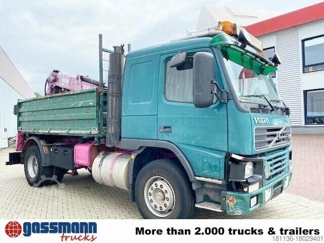 Tipper truck Volvo FM12-420 4x2 mit Heckkran Jonsered 1090, Hochsitz