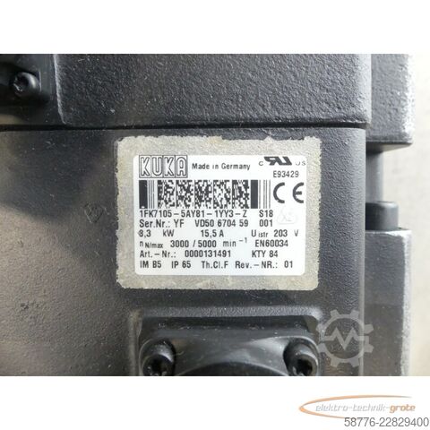 Vadības bloks KUKA 1FK7105-5AY81-1YY3-Z S18 Servomotor SN: YFVD50670459001