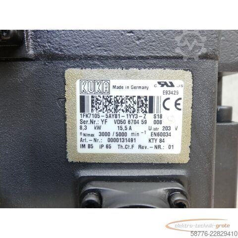Steuerung KUKA 1FK7105-5AY81-1YY3-Z S18 Servomotor SN: YFVD50670459008