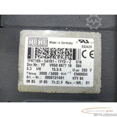 Unidad de control KUKA 1FK7105-5AY81-1YY3-Z S18 Servomotor SN: YFVN50667716004