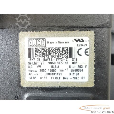Unidad de control KUKA 1FK7105-5AY81-1YY3-Z S18 Servomotor SN: YFVN50667716005