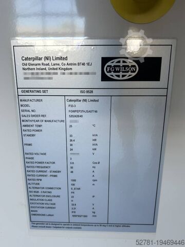 Aggregaatti FG Wilson P33-3 - 33 kVA Genset - DPX-16003