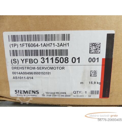 Motor Siemens Siemens 1FT6064-1AH71-3AH1 Servomotor SN: YFBO31150801001 --