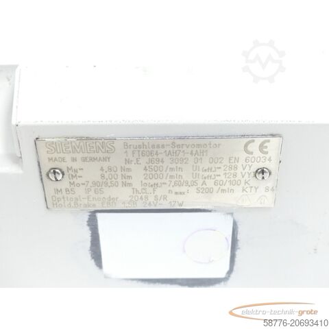 西门子电机 Siemens 1FT6064-1AH71-4AH1 Synchronservomotor SN:EJ694309201002