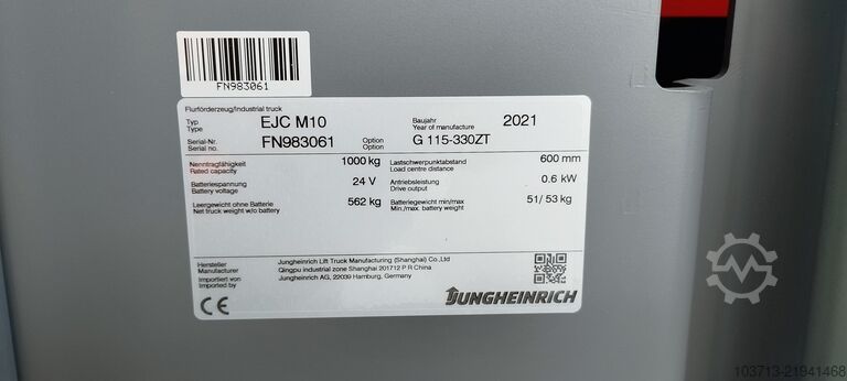 Jungheinrich electric high-lift pallet truck Jungheinrich EJC M10