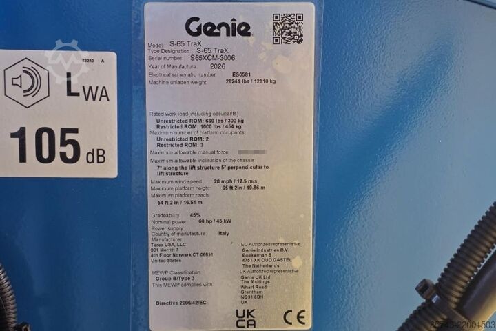 Plataforma telescópica Genie S65XC TRAX Valid inspection, *Guarantee! Diesel, 4