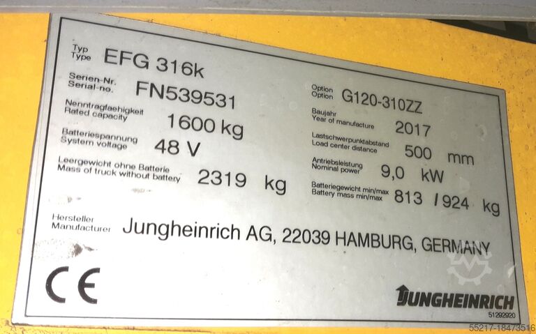 Forklift Jungheinrich EFG 316 K