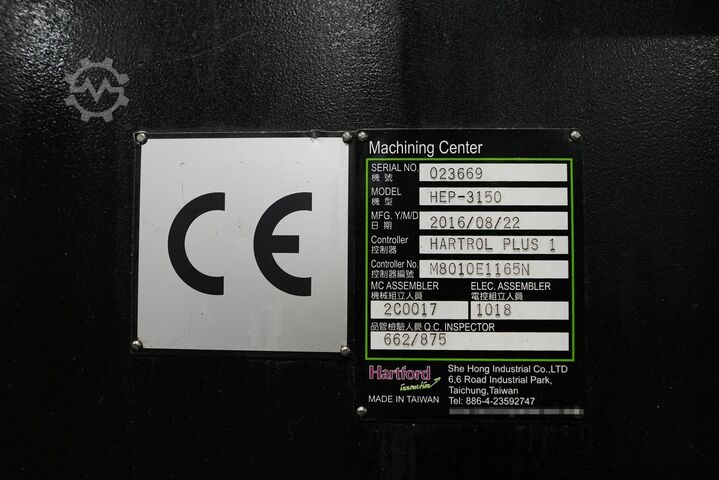 Vertical machining center Hartford HEP - 3150