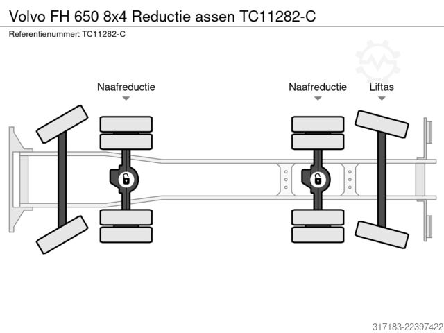 Chassis med førerhus Volvo FH 650 8x4 Reductie assen