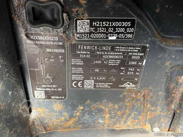 Electric 3-wheel forklift Linde E14-02