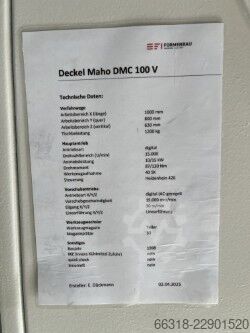 Pionowe centrum obróbcze Deckel Maho DMC 100 V