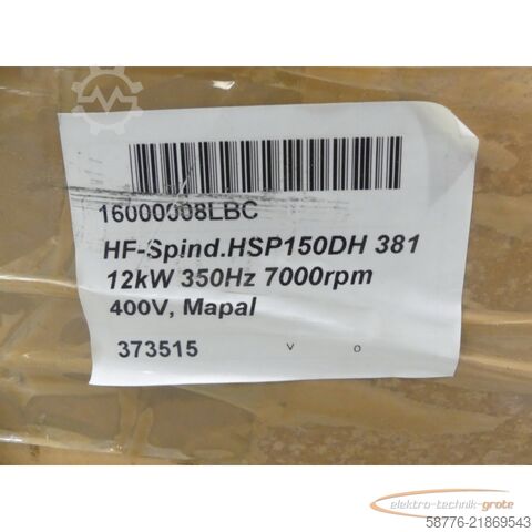 Komponenta GMN HF-Spindel HSP150DH 381 12 kW 350Hz 7000rpm 400V SN: 373515 --