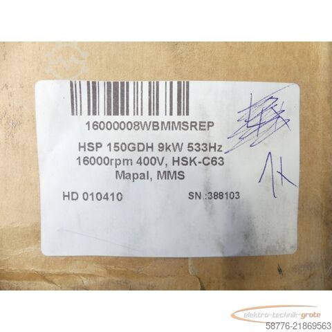Composant GMN HSP 150GDH 9kW 533Hz 16000rpm 400V - HSK-C63 Mapal, MMS --