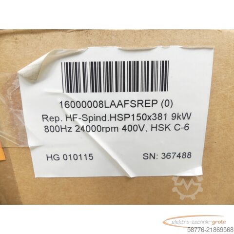 Komponens GMN HSP150 x 381 9kW 800Hz 24000rpm 400V - HSK C-6 HF-Spindel --