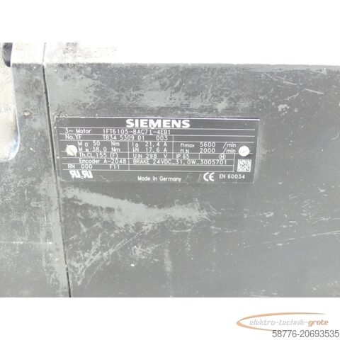Siemensov motor Siemens 1FT6105-8AC71-4EB1 Synchronservomotor SN:YFT834530901003