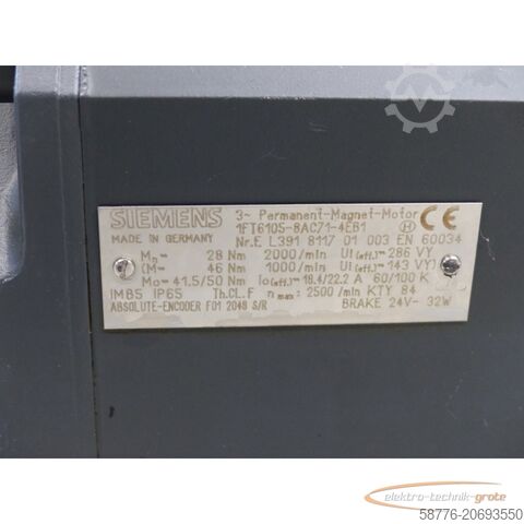Siemensov motor Siemens 1FT6105-8AC71-4EB1 Synchronservomotor 391811701003