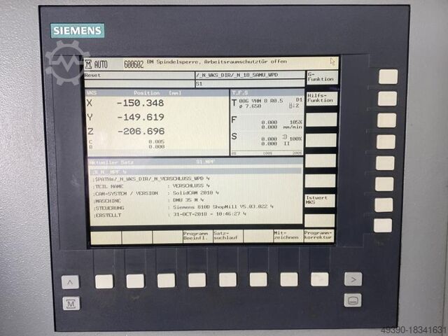 CNC 3+2 öxla lóðrétt vinnslumiðstöð, fræsivél, VMC, BAZ, 5 öxla fræsivinnslumiðstöð DECKEL MAHO DMU 35 M - SIEMENS 810D mit ShopMill