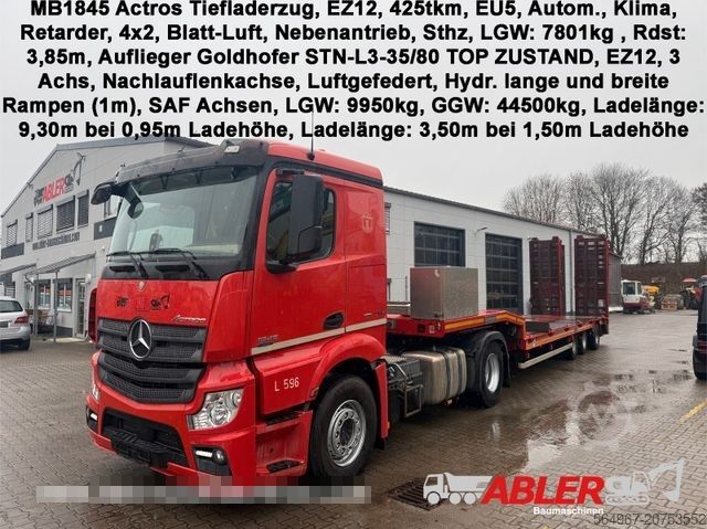 Стандартный седельный тягач MERCEDES-BENZ 1845 Actros mit Goldhofer STN L3 Tieflader Rampe
