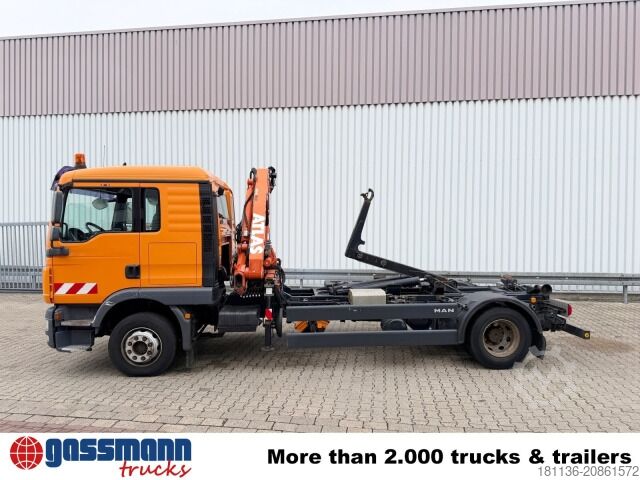 Āķa konteineru automašīna MAN TGM 16.250 4x2 BL, Kran Atlas AK 65.2-A2L,